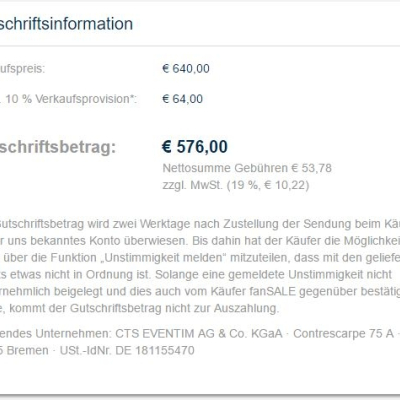 Fansale Gebühren